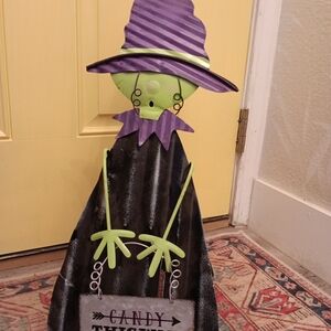 Halloween Witch Tabletop Decor  Metal Free-Standing Or Hanging 25" Tall
